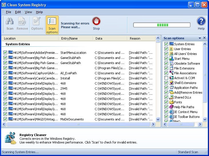 Registry Scanner Window