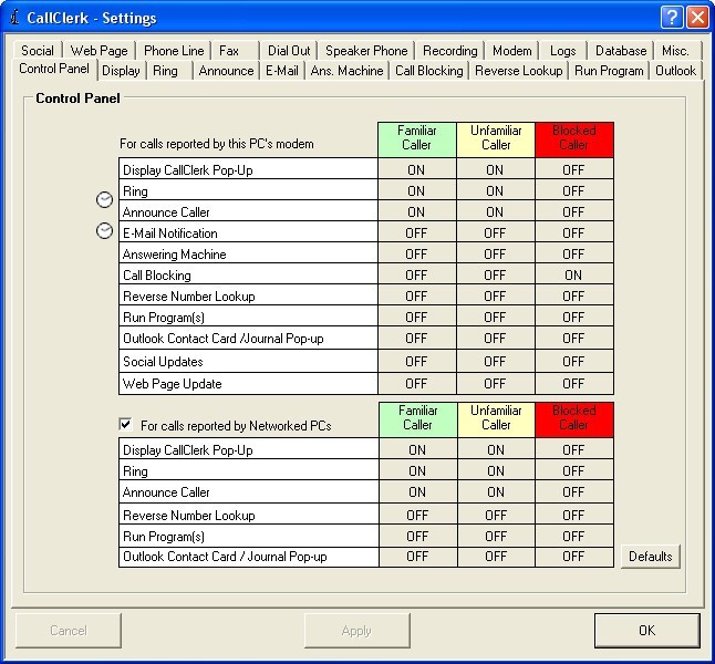 Settings Window