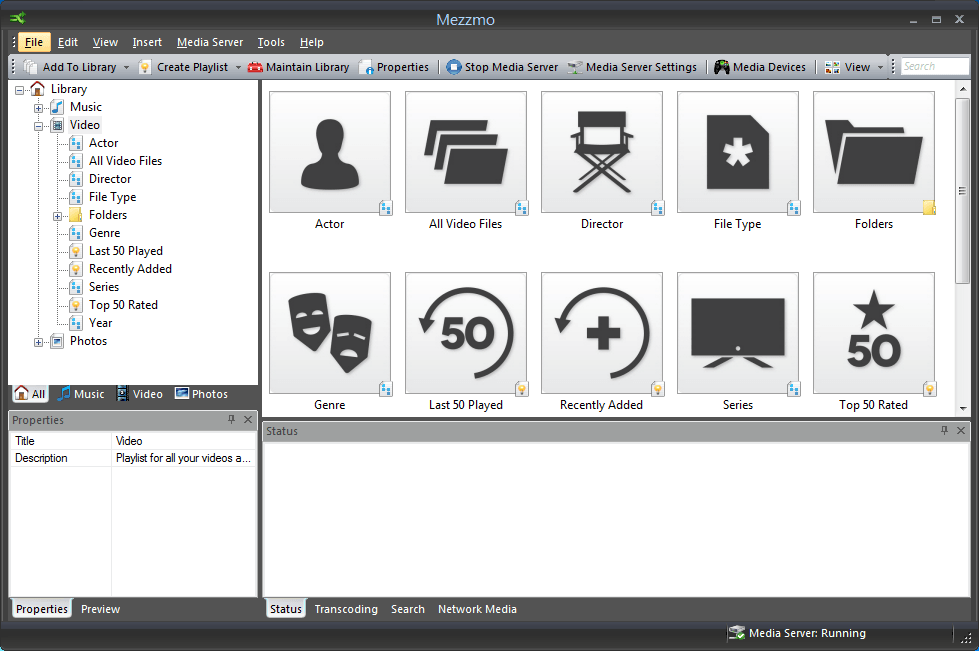 Displaying a categorized library