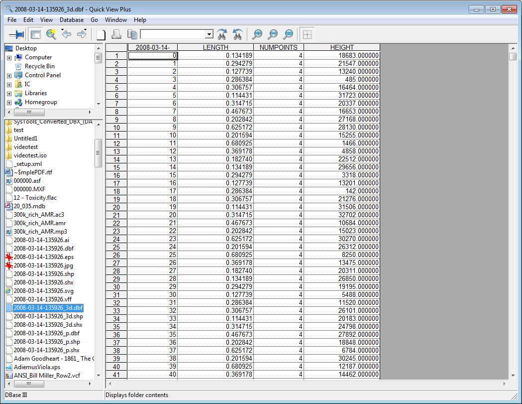 Viewing DBF Database