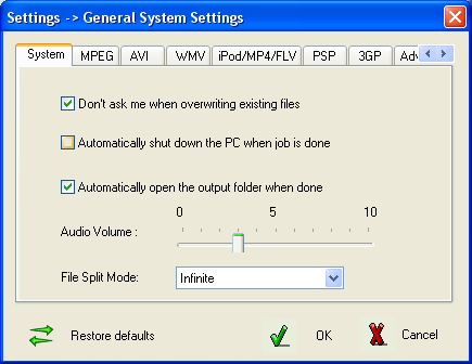 General settings