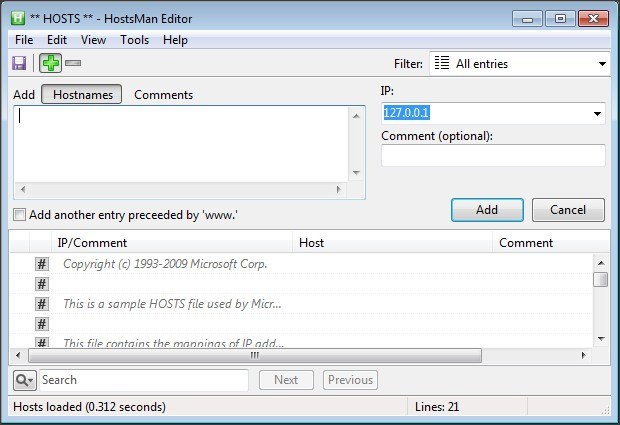 Hosts File Editor
