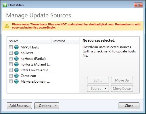 Update Sources Manager