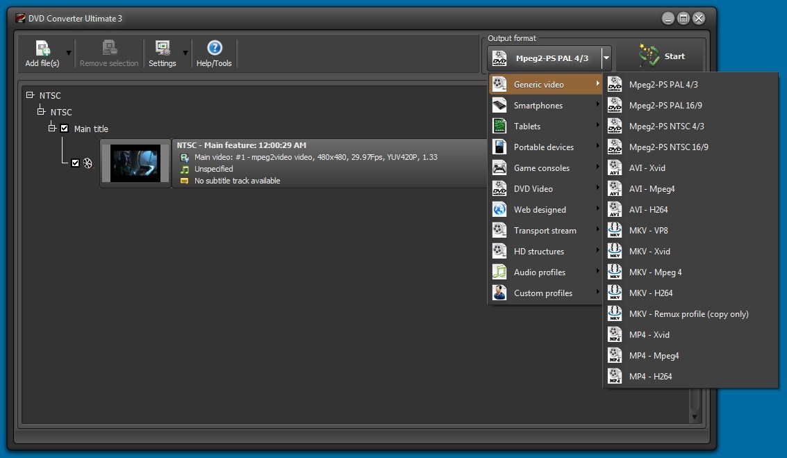 Selecting Output Format