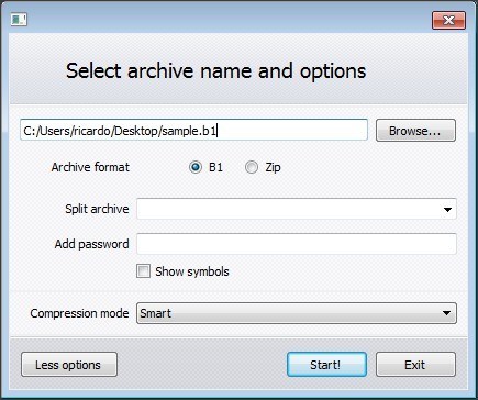 Archive File Creation Window