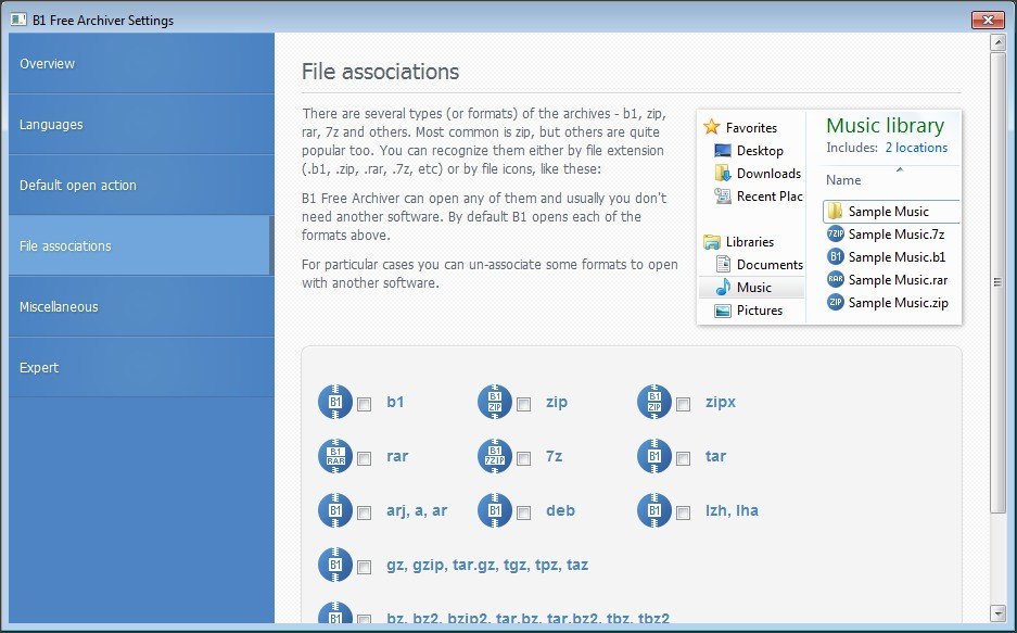 Settings Window - File Associations