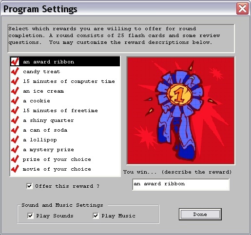 Program settings