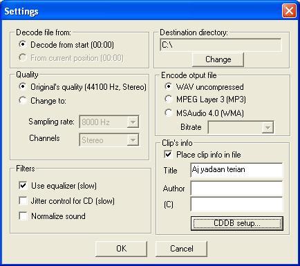 Output and decoder settings