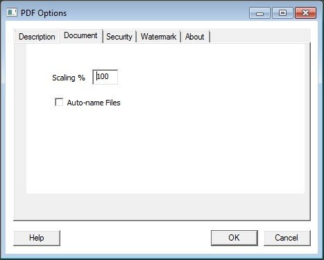 PDF Options - Document Tab