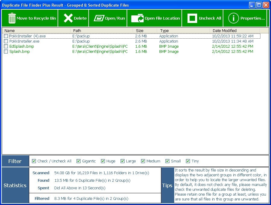 Results Window