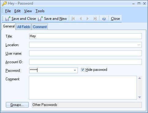 Adding a New Password to the Database