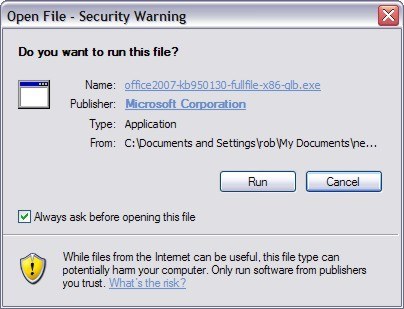 Open file - Secutiry Warning