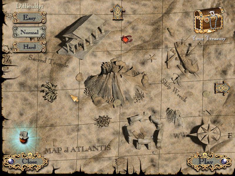 Map and difficulty level screen