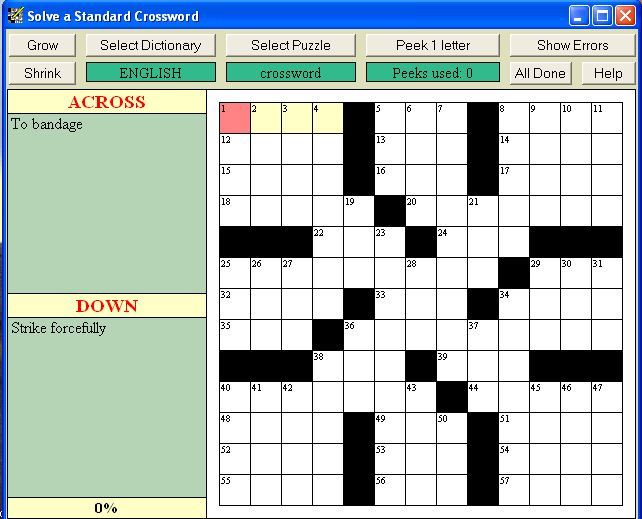 Solve a standard crossword