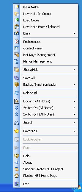 Tray Menu Window