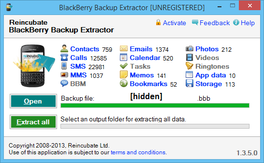 Extracting a backup