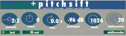 Main interface of pitchsift