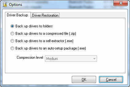 Driver Backup Options