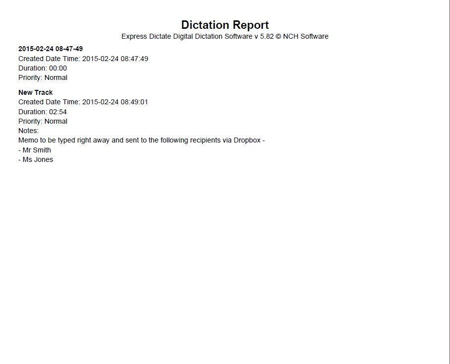 Dictation Report