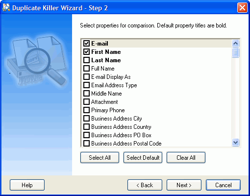 Duplicate Killer Wizard step 2