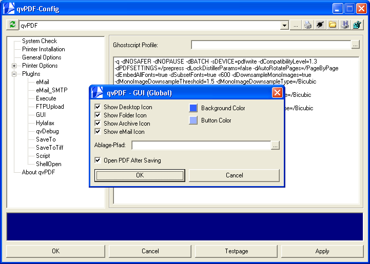 List Of Plug-Ins - GUI Settings
