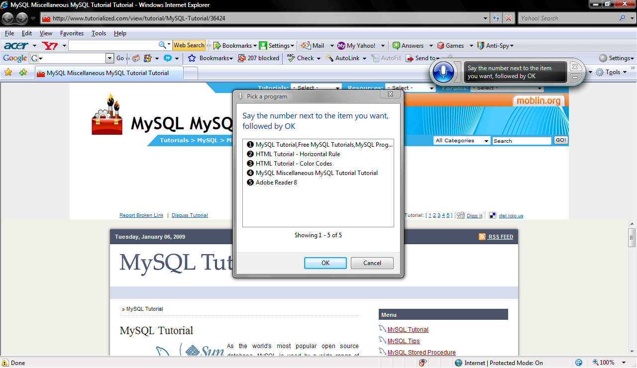 Opening MySQL Tutorial with commands