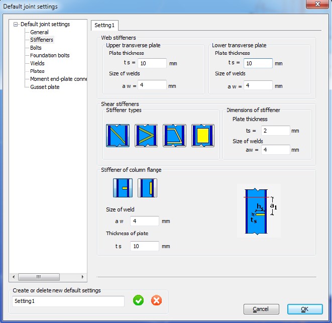 Joint Settings Window