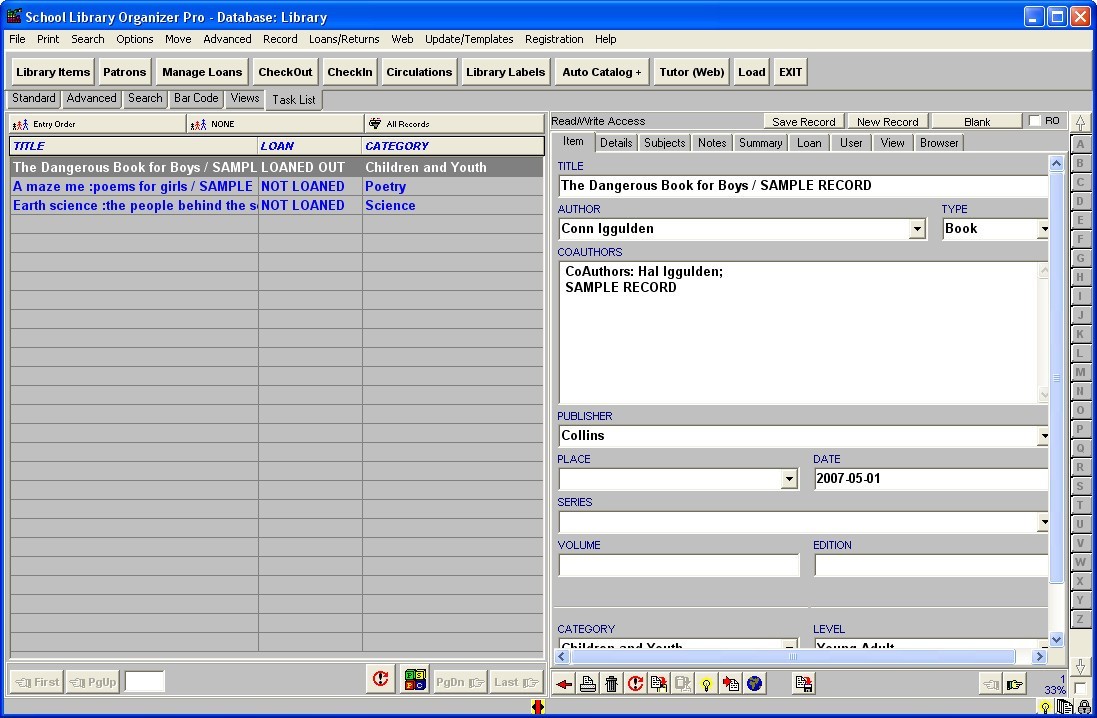 Database Window