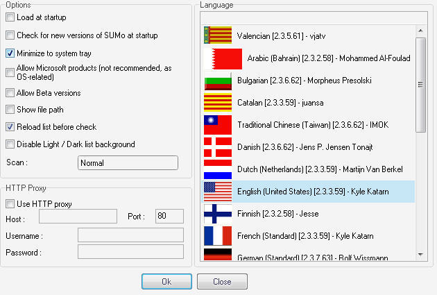 SUMo 2.3 Settings