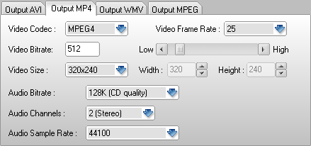 Output MP4 Tab