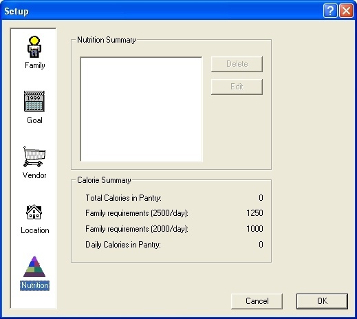 Setup dialog