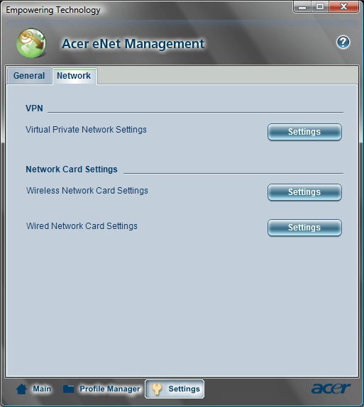 Acer eNet Management Settings Network 