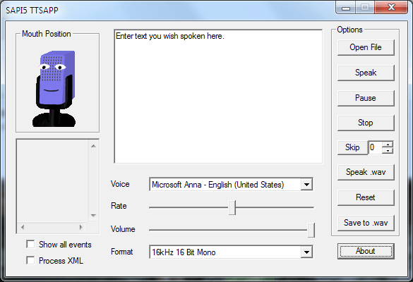 SAPI Text to Speech App