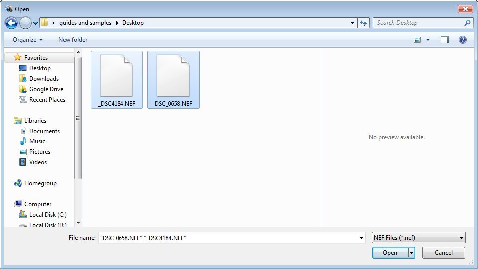 Selecting Input Files