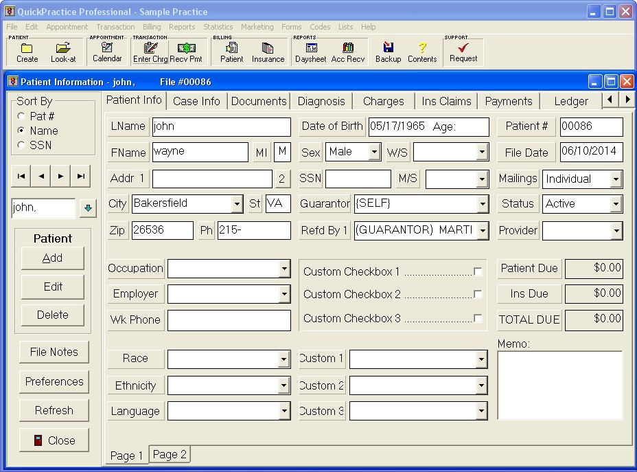 Patient Info Window