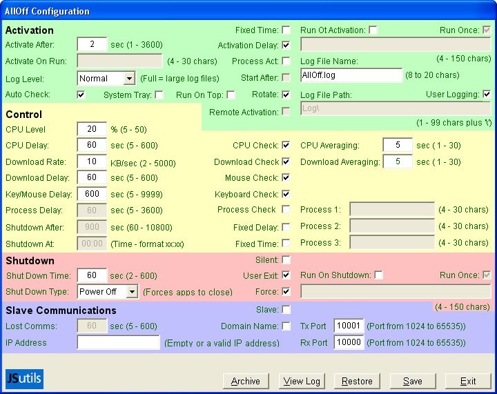 Configuration Window