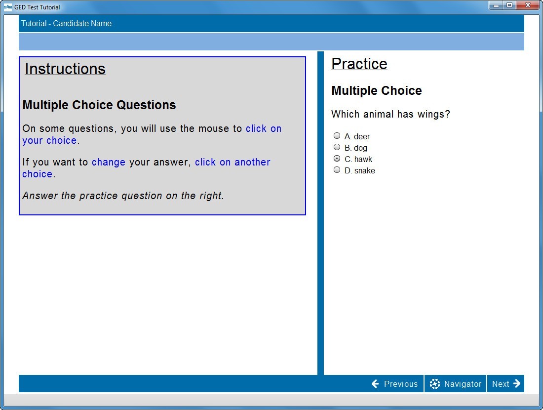 Test Preparation Window