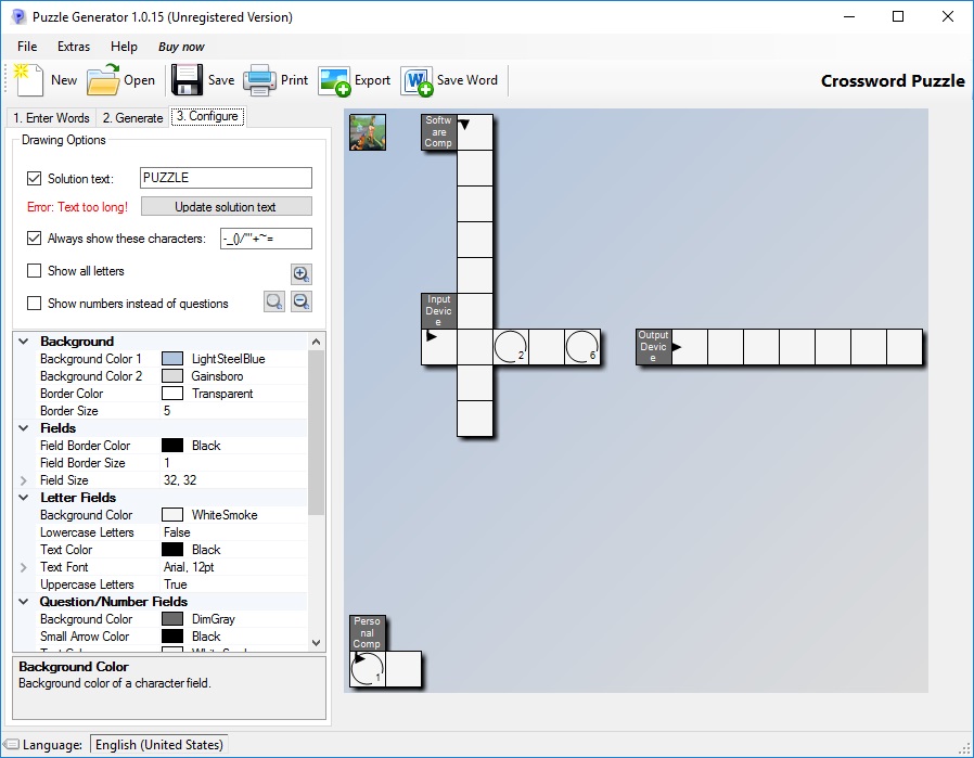 Configure Crossword