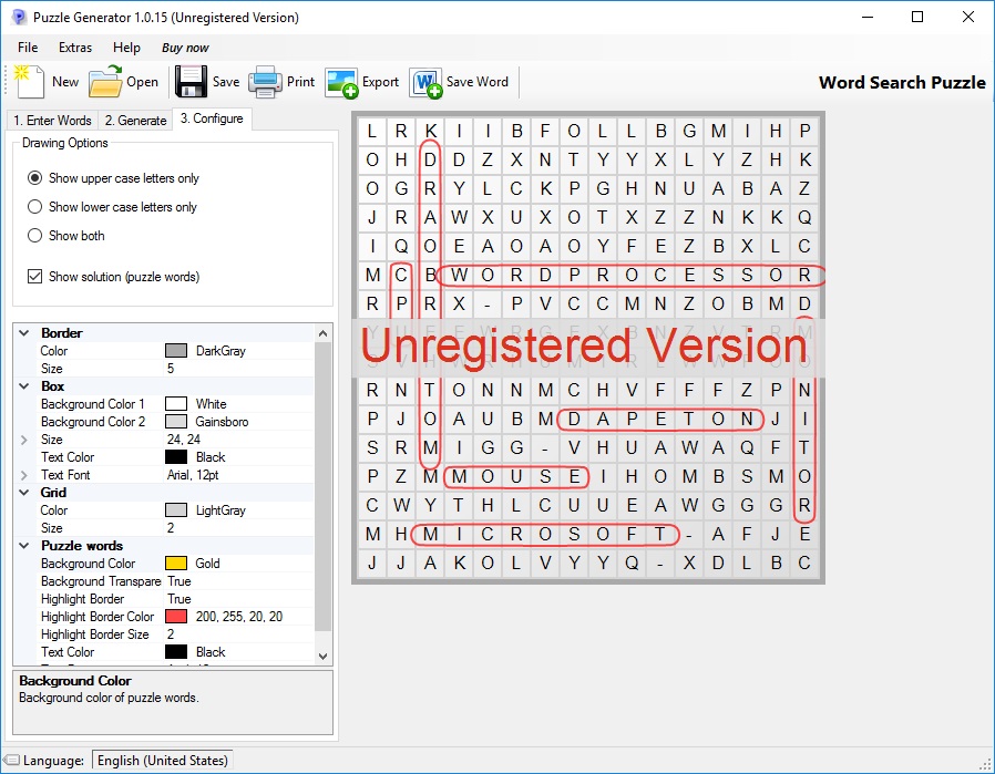 Configure Word Search