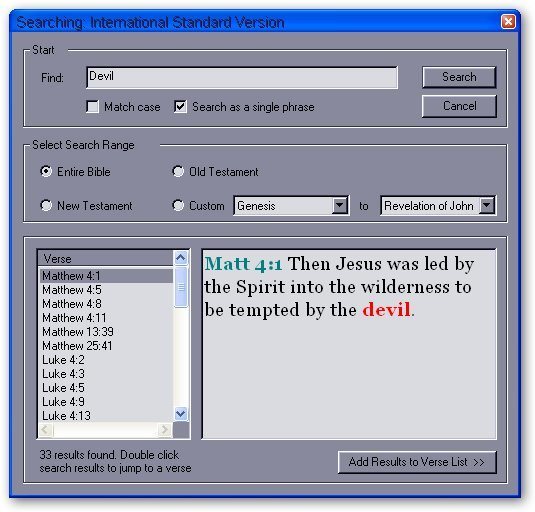 Sword Bible-Search feature