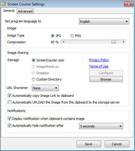 Settings Interface