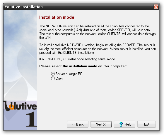 Installer: choose from server/client installation