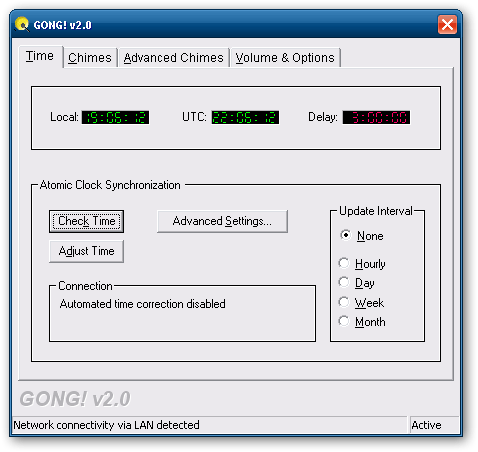 Properties window, syncing clock