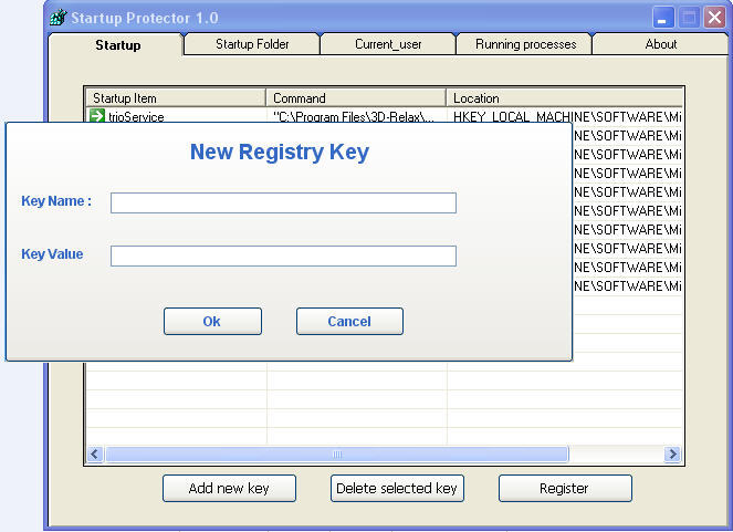 Adding new registry entry 