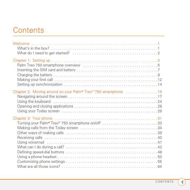 Table of contents page 1