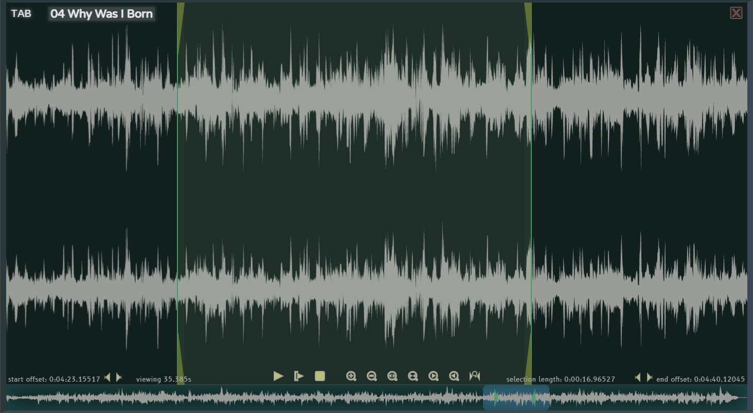 Soundplant 50.7.5 waveform zoom view