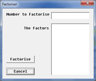 Factoriser Window