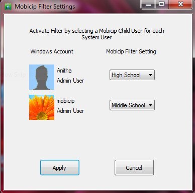 Filter Settings Window