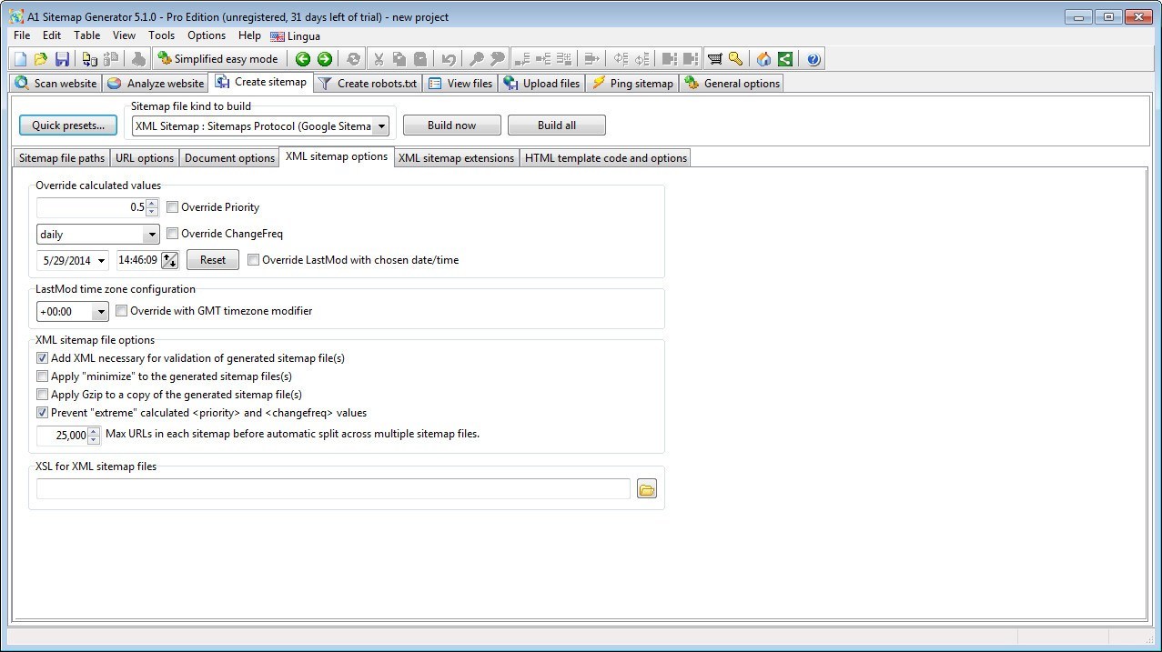 Sitemap Creation Options