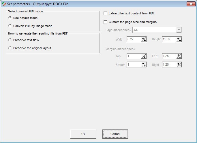 Output Settings for DOCX